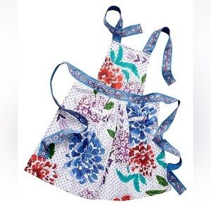 NWT! Anthropologie Maya Floral Apron with Blue and Red Accents